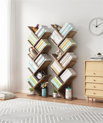 Книжные полки дерева черноты угла Bookcase полки дерева пола SGS деревянные