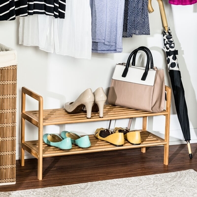 Ярус блока 2 мебели шкафа ботинка Entryway Stackable бамбуковый в естественном цвете